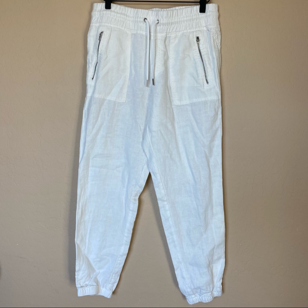 ATHLETA white cargo linen joggers